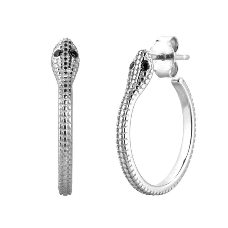 Silver Snake Hoop Earrings