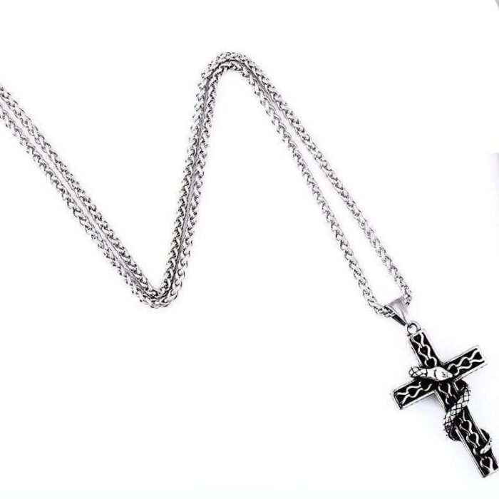 Snake Cross Necklace Pendant
