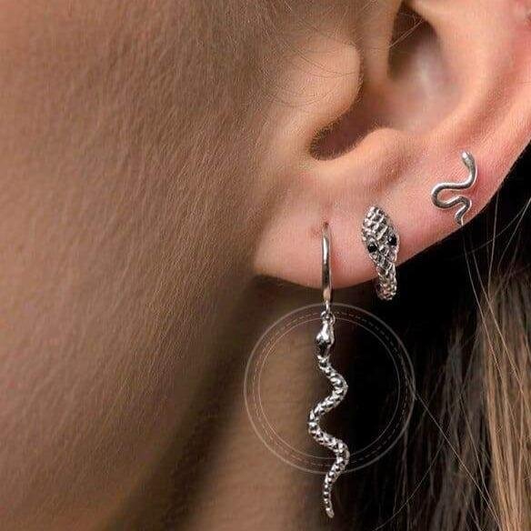 Silver Snake Earrings