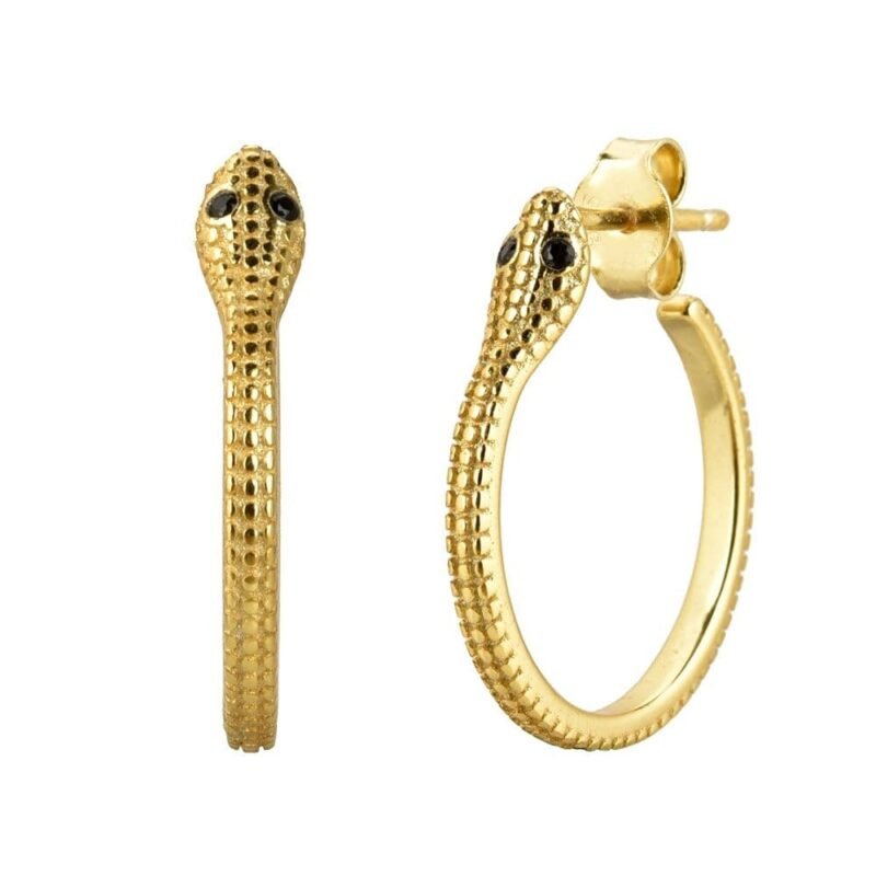 Gold Snake Hoop Earrings