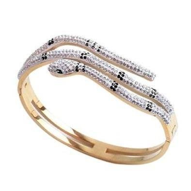 Stainless Steel Diamond Snake Bracelet Gold
