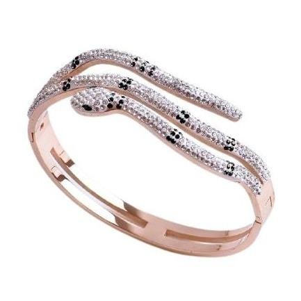 Stainless Steel Diamond Snake Bracelet Rose Gold