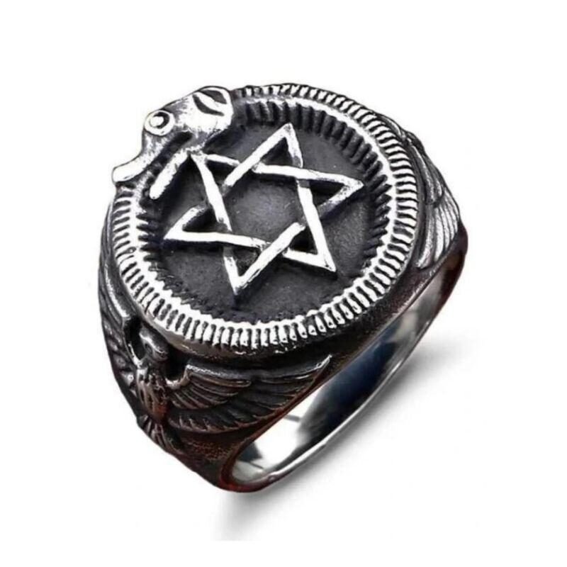 Ouroboros Snake Star of David Ring