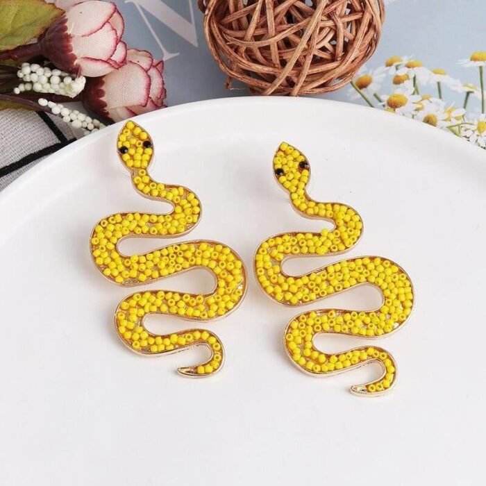 Yellow Snake Earrings for women